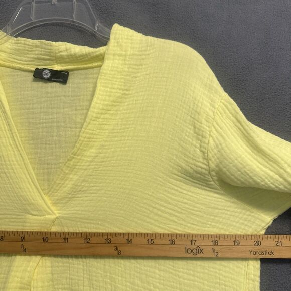 Made In Italy 100% Linen Gauze Top Size Small Yellow Beachy Coastal Oversized - Picture 5 of 6
